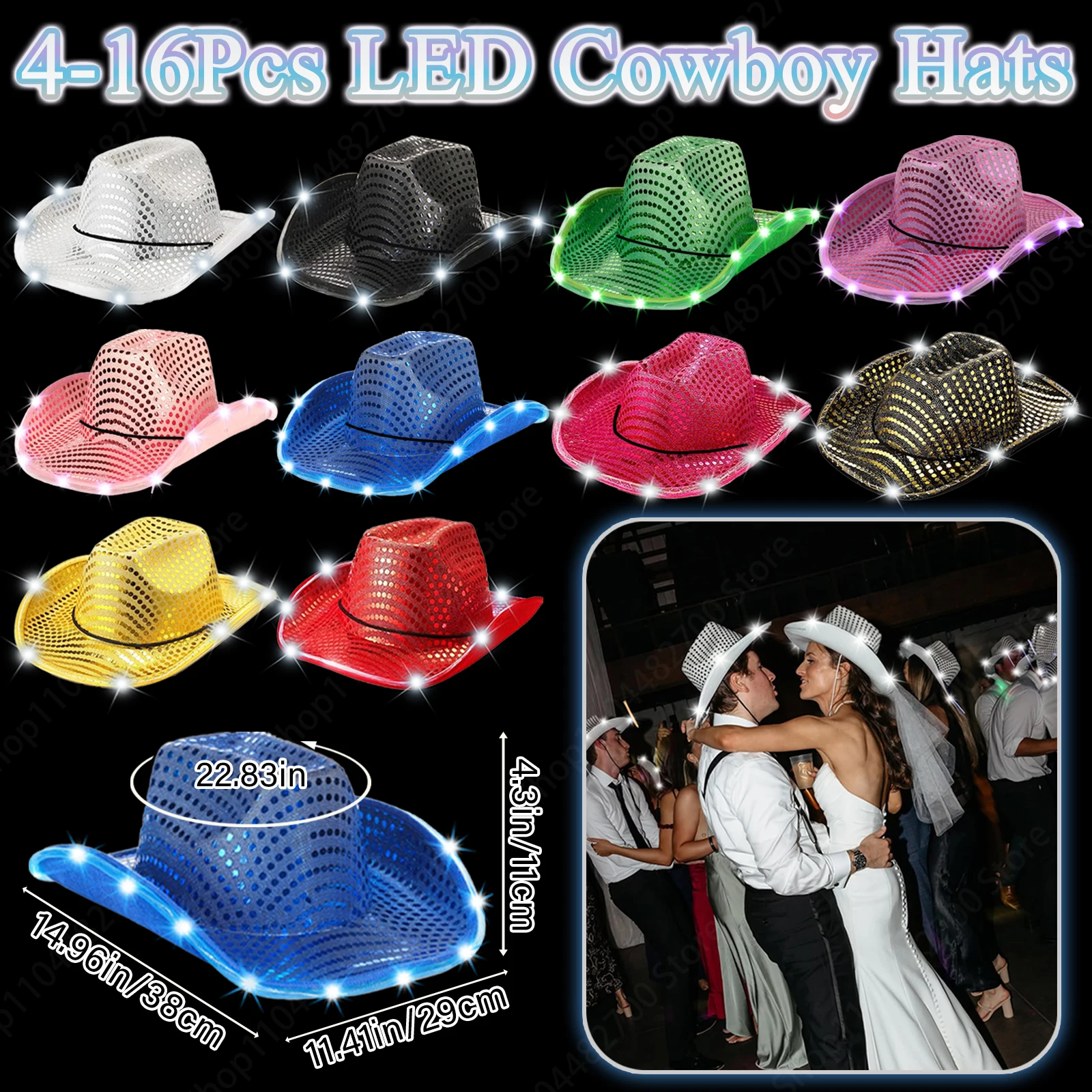 4/6/8/10/12/16 Stück LED Cowbo – Party Hat Cone Bewertung und Preis